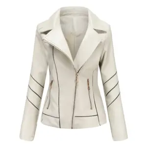 Thin PU Leather Short Coat for Women, Spring & Autumn