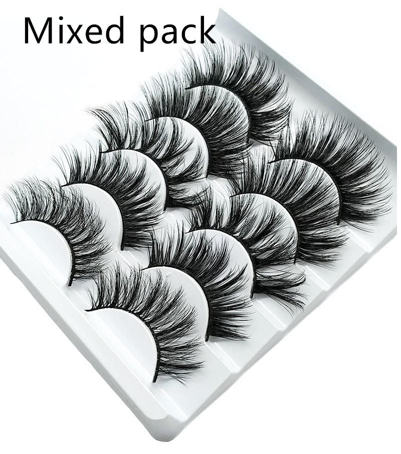 3 D Mink-Style False Eyelashes 5 Pairs Cotton-Stalk Stems