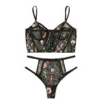 Sexy Lingerie Women Underwear Set Mesh See-through Floral Embroidery Bra Set Ladies Temptation Seamless Bra And Brief Sets 2Pcs