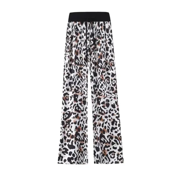 Leopard Print Drawstring Wide Leg Pants for Women Leopard Print Drawstring Wide Leg Pants for Women
