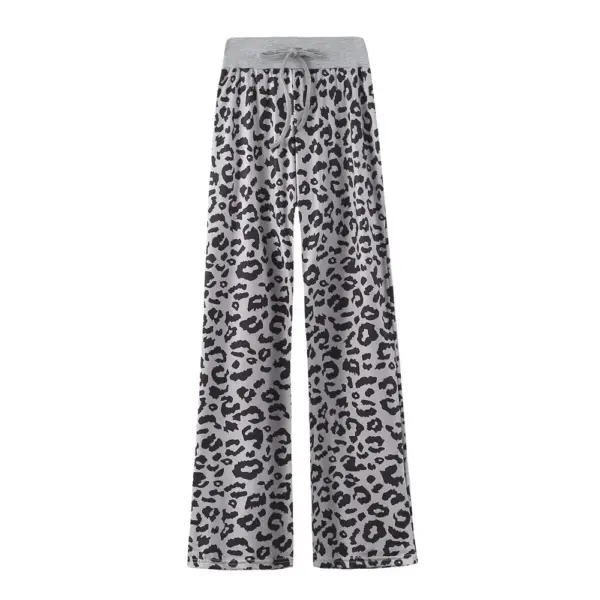 Leopard Print Drawstring Wide Leg Pants for Women Leopard Print Drawstring Wide Leg Pants for Women