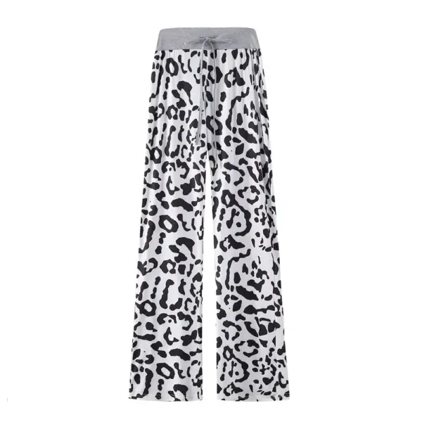 Leopard Print Drawstring Wide Leg Pants for Women Leopard Print Drawstring Wide Leg Pants for Women