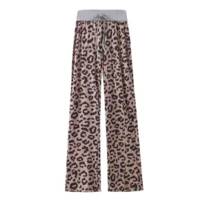 Leopard Print Drawstring Wide Leg Pants for Women Leopard Print Drawstring Wide Leg Pants for Women