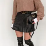 1623808448010.webp Draped Pleated Black Knitted Mini Skirt for Winter - Cotton Blend