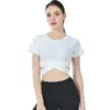 Breathable Nylon-Lycra Short Sleeve Yoga Top for Women