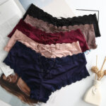 Breathable Ice Silk Lace Panties with Cotton Crotch Lining