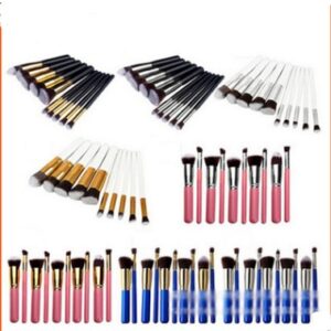10-Piece Makeup Brush Set with 3 cm Rayon Bristles