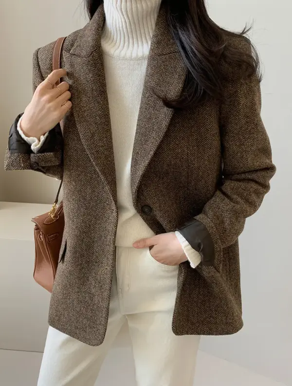 Women's Solid Color Wool Blazer Women's Solid Color Wool Blazer