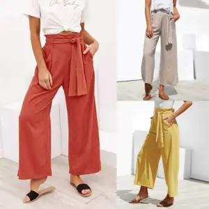 Cropped Wide-Leg Cotton Pants for Women - Modern Fit