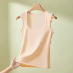 Womens Camisole Inner Layer Solid Color Square Neck Plus Size Sleeveless Base Shirt Slimming Bottoming Vest