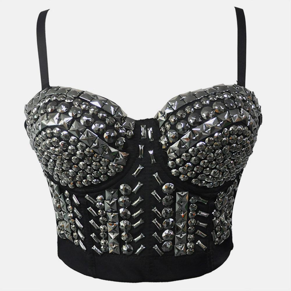 Singer Dancer Costume Punk Sequin Bead Women Bra Singer Dancer Costume Punk Sequin Bead Women Bra