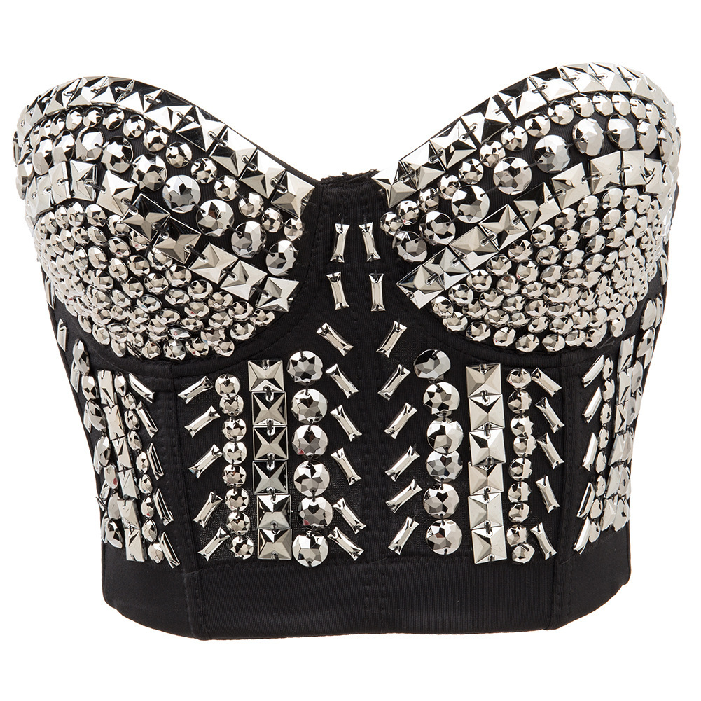 Singer Dancer Costume Punk Sequin Bead Women Bra Singer Dancer Costume Punk Sequin Bead Women Bra