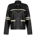 Women's Retro Contrast Color Split Leather Coat