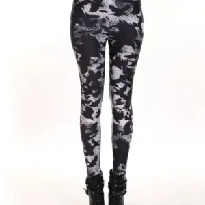 High-Waist Push-Up Workout Leggings - 3 D Raven Crow Graphics