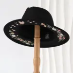 Structured Flat Dome Felt Hat, Australian Pure Wool, Black