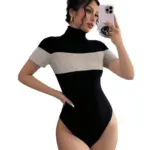 Contrasting Stripe Slim Fit Knitted Sports Jumpsuit