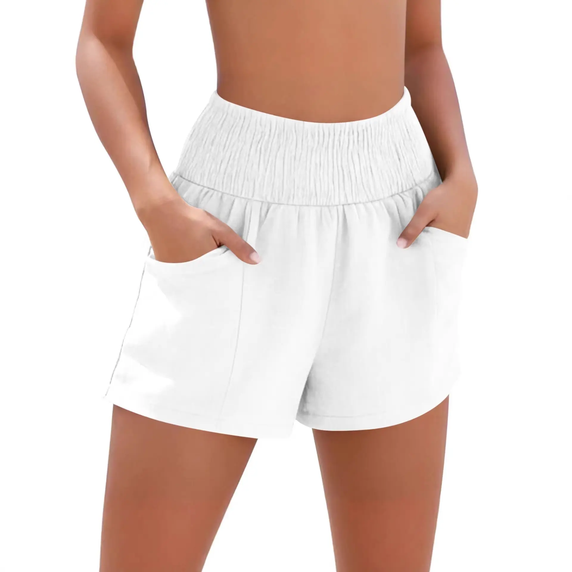 Adjustable Fit Cotton-Linen Drawstring Pocket Beach Shorts