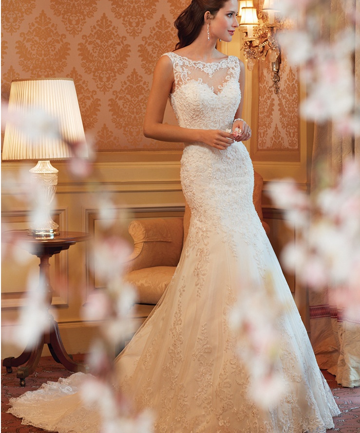 Adjustable Fit Lace Fishtail Wedding Dress, Sleeveless