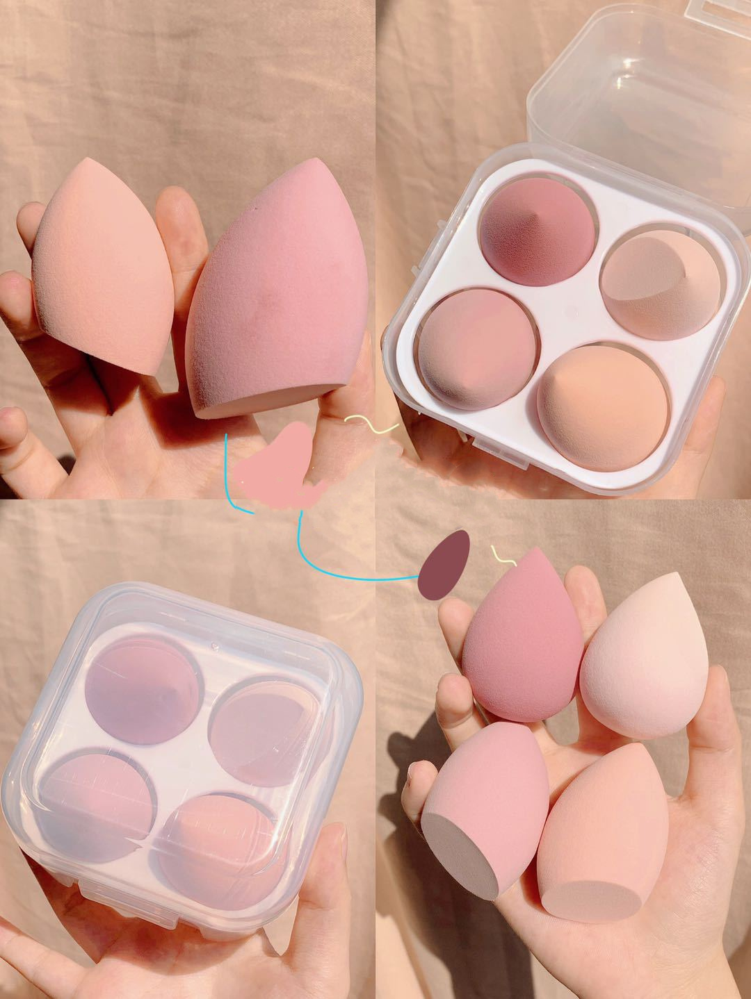 Synthetic Sponge Makeup Egg Box Set for 6 cm Beauty Egg Use