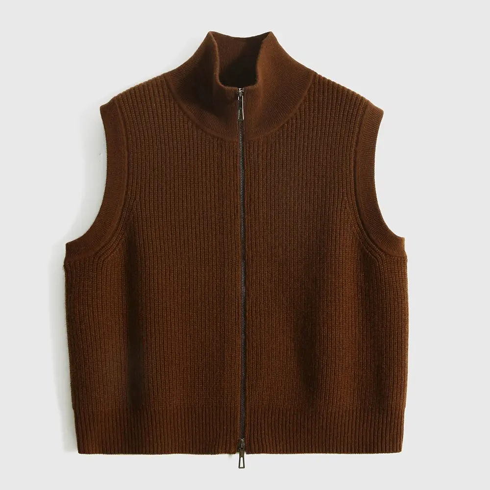 Merino Wool Loose-Knit Cardigan Vest with Tie Detail Merino Wool Loose-Knit Cardigan Vest with Tie Detail