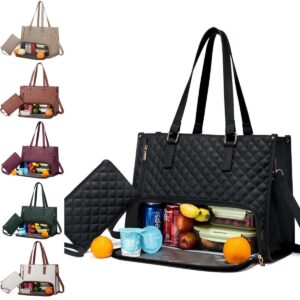 Leak-Proof Insulated Lunch Tote Bag for Women, Quilted