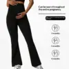 Belly Support Maternity Flared Leggings, Black Milk Silk