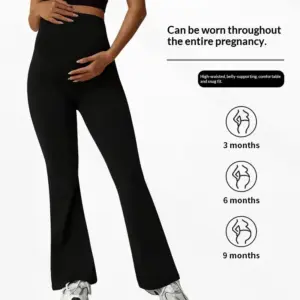 Belly Support Maternity Flared Leggings, Black Milk Silk