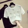 Breathable Hollow Knit Women’s Short Sleeve Top - One Size