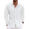 Long Sleeve T-shirt Undershirt Solid Color Long Sleeve Cotton Linen Shirt Men Long Sleeve T-shirt Undershirt Solid Color Long Sleeve Cotton Linen Shirt Men