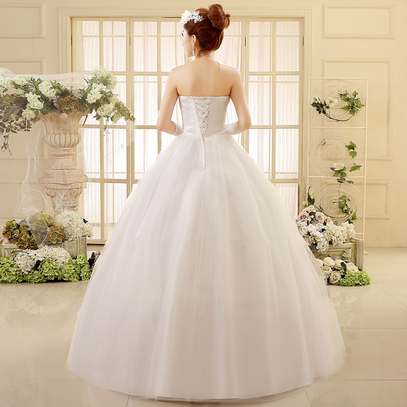 Adjustable Lace Korean Tube Top Wedding Dress in White