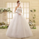 Adjustable Lace Korean Tube Top Wedding Dress in White