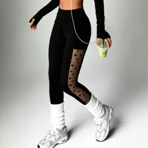 Butt-Lifting Mesh Panel Outdoor Tights with Pockets