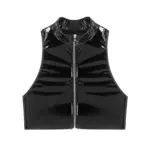 Sexy Women's Mirror Bright Leather Vest