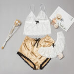 Satin Lingerie Lace Shorts Set