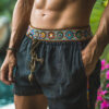 Retro Cotton Casual Shorts for Men - Black, Stretch, XL