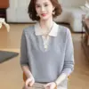 Thick Ribbed Pullover Knit Sweater for Loose Fit, Long Sleeve