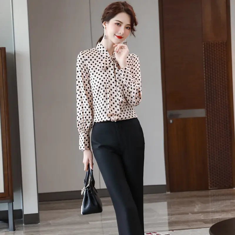 Women’s Dot Polyester Shirt for Formal Work Wear in Pink Women’s Dot Polyester Shirt for Formal Work Wear in Pink
