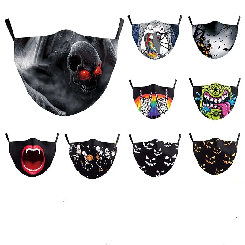 Double-Layer Halloween Digital Printing Face Mask - Adult Double-Layer Halloween Digital Printing Face Mask - Adult