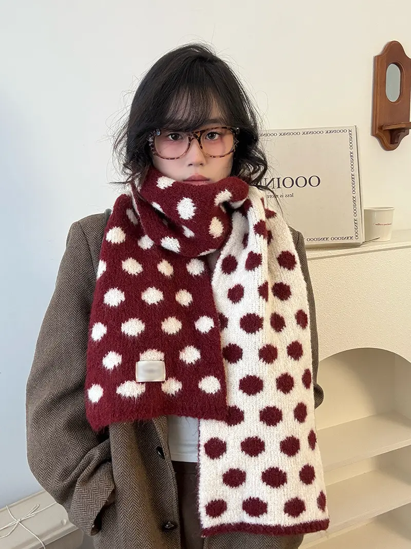 Polka-Dot Scarf for Women with Contrast Wrap Style Polka-Dot Scarf for Women with Contrast Wrap Style