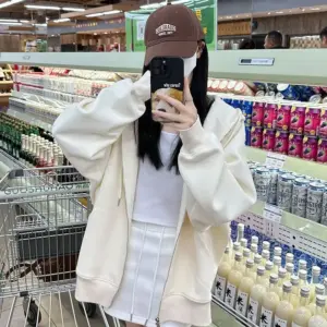 Heavyweight Loose Fit Raglan Hoodie Sweatshirt - Women