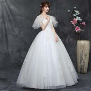 Plus Size Lace Wedding Dress One Shoulder Princess Skirt