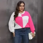 1d543c74-5ab4-4895-849a-80c0475071e3.webp Pullover Knitted Sweater Heart Patchwork Contrasting Color Sweater Women
