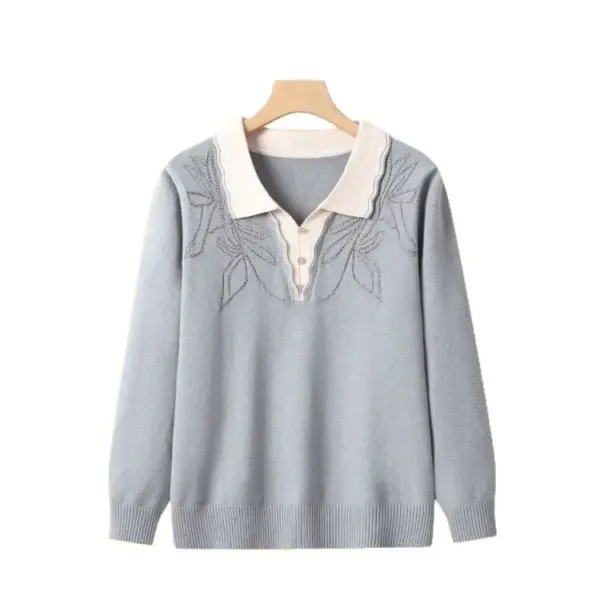 Thick Ribbed Pullover Knit Sweater for Loose Fit, Long Sleeve