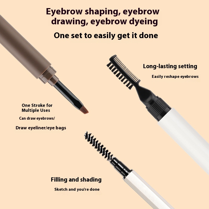 Long-Lasting Black 3-Piece Eyebrow Set with Gel Cream