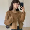 Slim Fit Retro Suede-Like Jacket Top for Daily Wear
