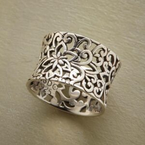 Geometric Irregular Hollow Pattern Couple Ring, Electroplated