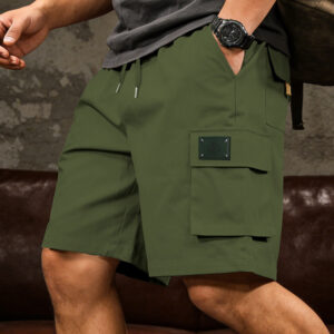 Men’s Elastic Waist Multi Pocket Casual Shorts - Straight Leg