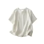 Retro Patchwork Cotton Short-Sleeve Shirt with Hollow-Back