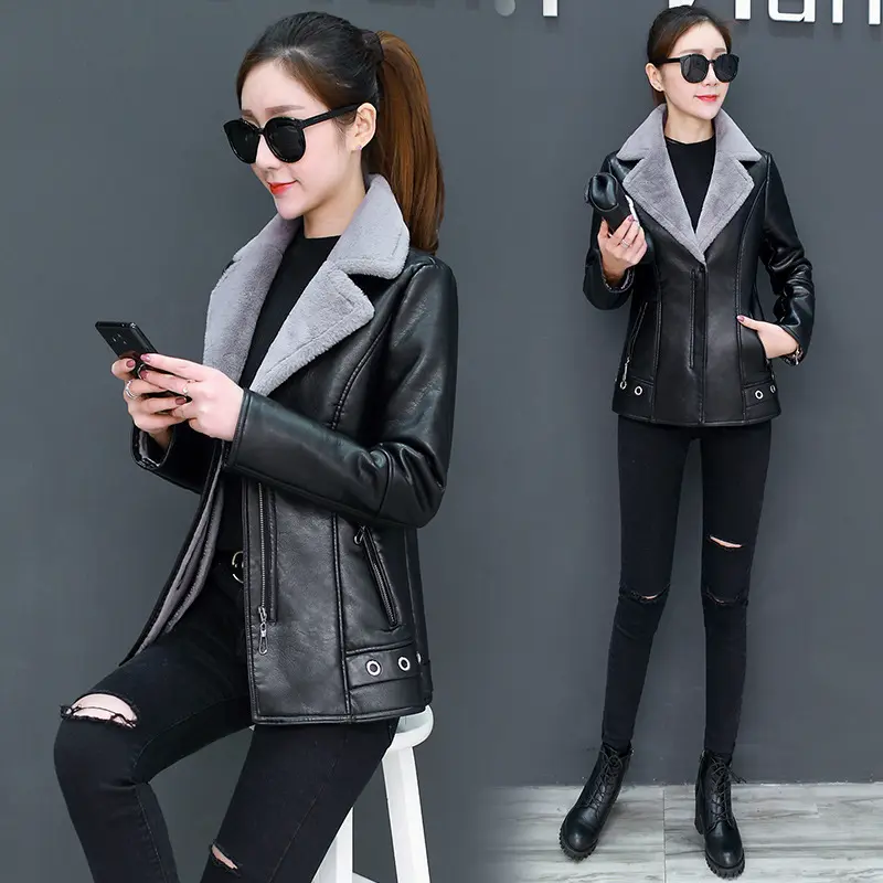 Short Fur Plus Velvet Warm Leather Jacket Short Fur Plus Velvet Warm Leather Jacket
