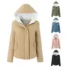 Warm Women’s Padded Jacket with Fleece-Lined Hood Pockets Warm Women’s Padded Jacket with Fleece-Lined Hood Pockets